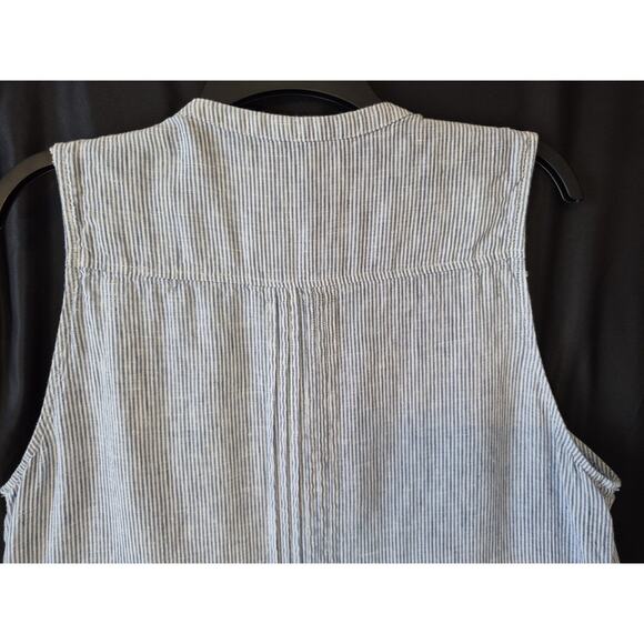 Quince 100% European Linen Blue White Womens Striped Swing Dress XL - Picture 10 of 10